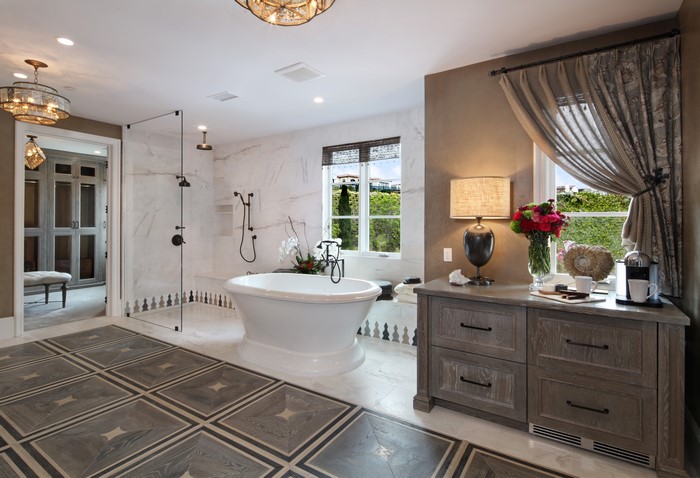Luxury Bathroom with Freestanding Tub and Walk-in Shower