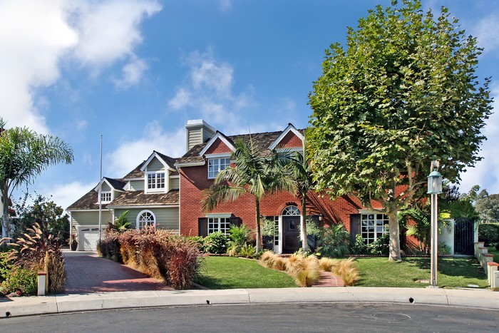 Brick and light green house in San Clemente, California
