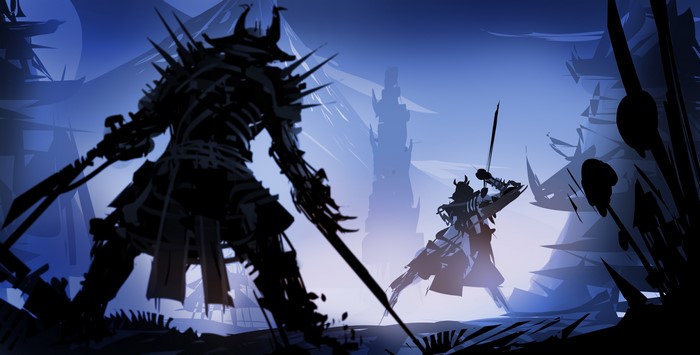 Two Samurai Warriors in a Dark Landscape