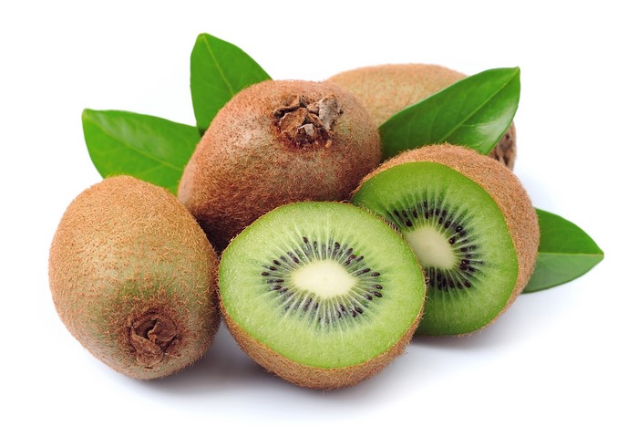 Kiwi fruits on white background
