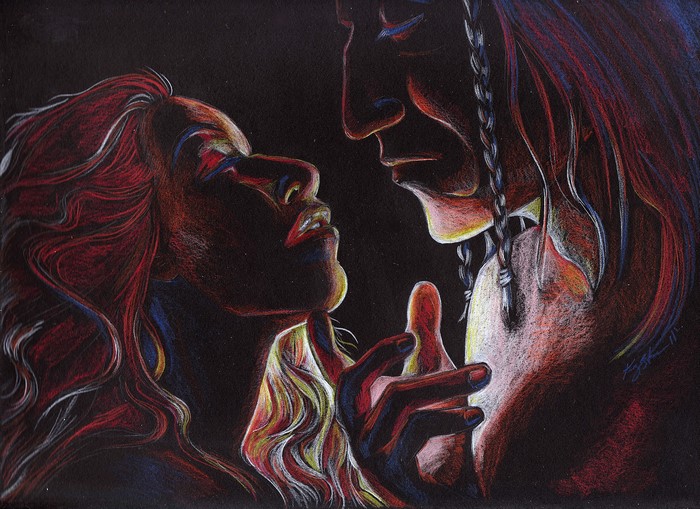 Loghain Mac Tir and Kya Amell from Dragon Age