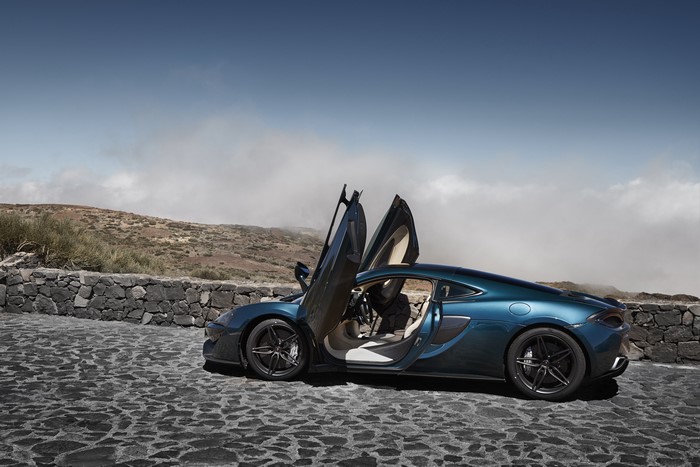 McLaren 570GT with dihedral doors open