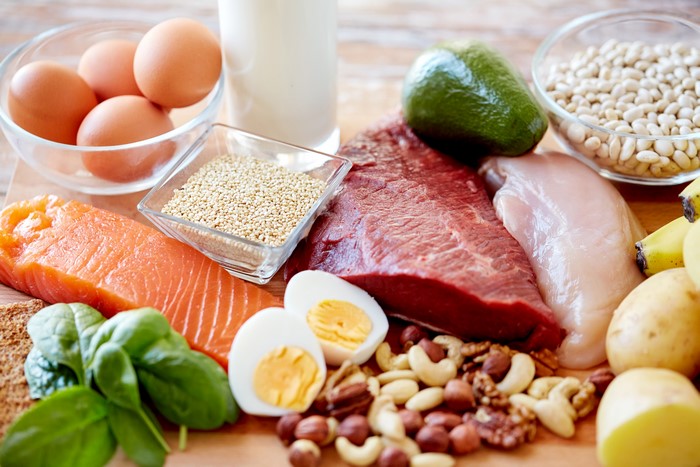 Still-life of protein-rich foods