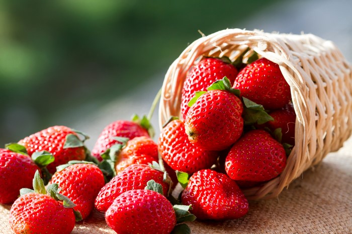 Strawberries in a Wicker Basket