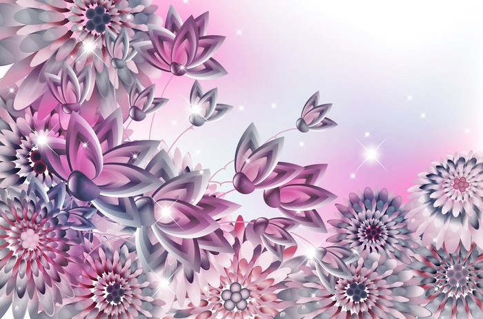 Vector Graphics of Pink and Purple Flowers