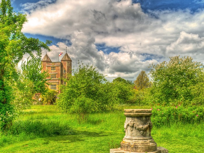 Sissinghurst Castle in England with HDR clouds