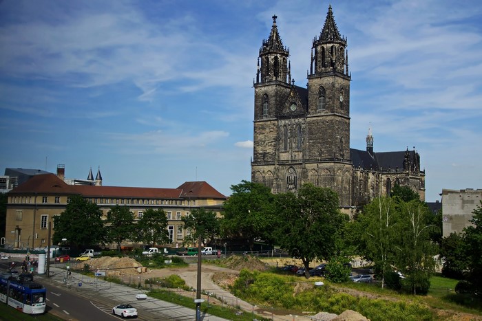 Magdeburg Cathedral and surrounding buildings in Germany