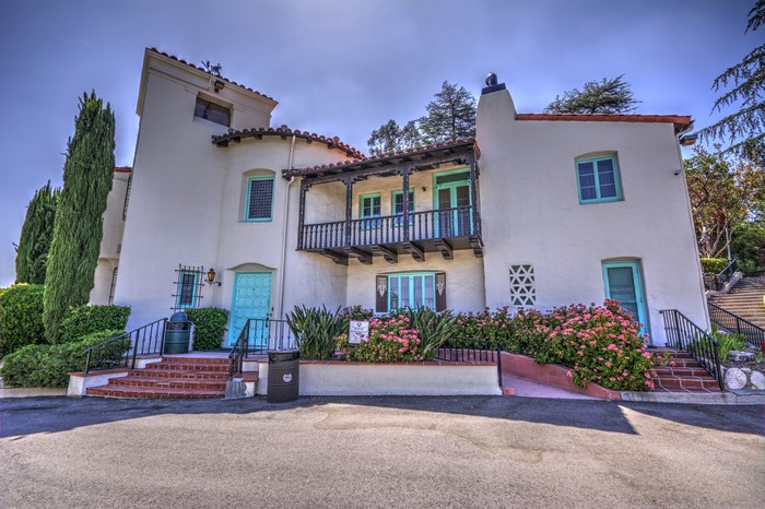 White Spanish Colonial Revival House with Balcony in Santa Clarita