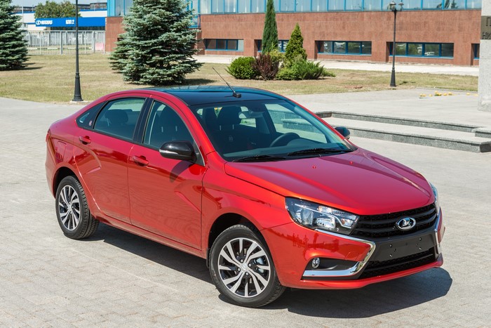Red Lada Vesta 50 Anniversary sedan