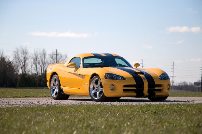 Yellow 2006 Dodge Viper SRT10 Coupe with Black Stripes
