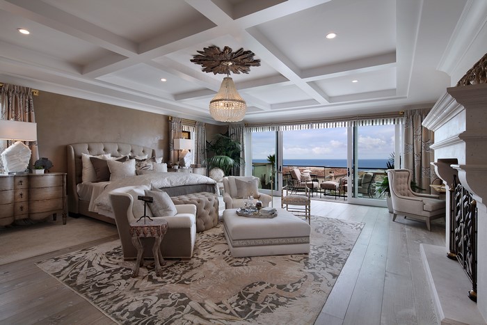 Luxury Bedroom with Ocean View and Chandelier