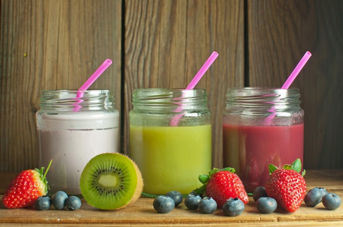 Three Jars of Juice with Fruits