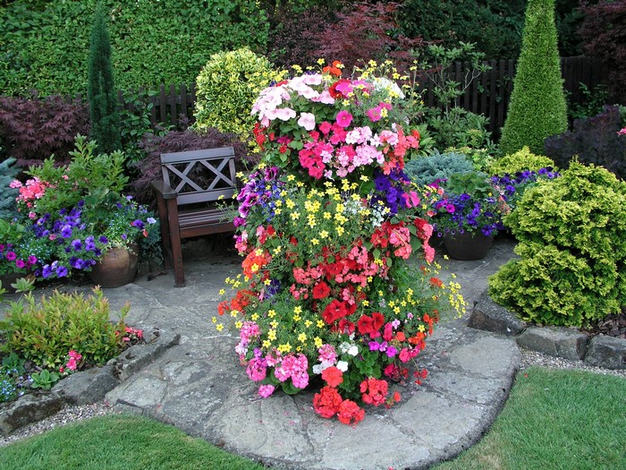 Flower display in a garden in Walsall, England