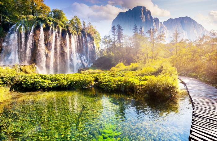 Plitvice Waterfalls and Mountains in Croatia