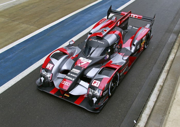 Audi R18 e-tron quattro race car on track