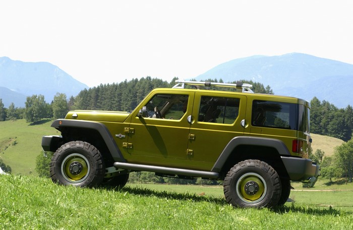 Jeep Rescue Concept off-road vehicle on grassy hill