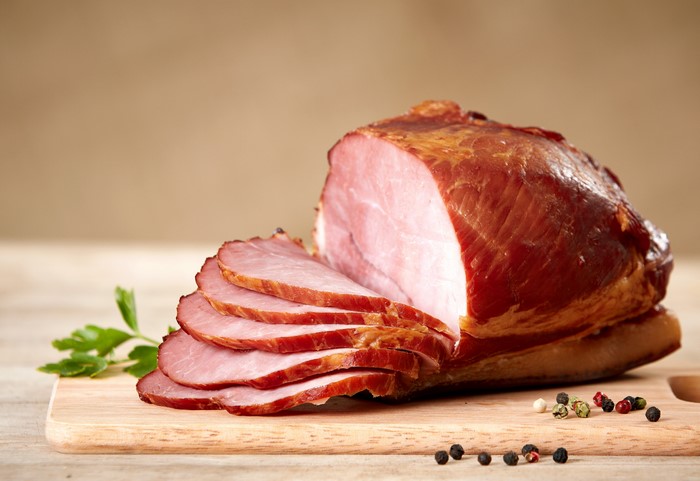 Sliced Ham on a Cutting Board