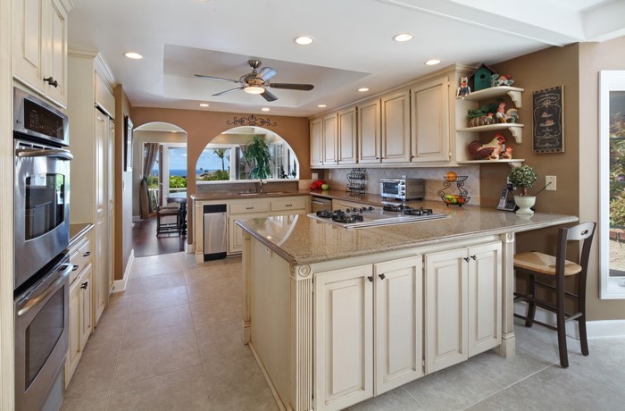 Kitchen Interior Design with Island and Ocean View