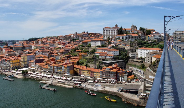Porto cityscape with Dom Luís I Bridge and Douro River