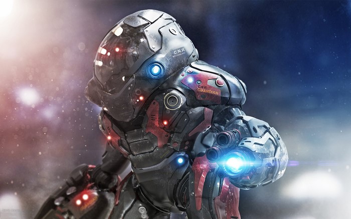 Robot Guardian with Futuristic Armor