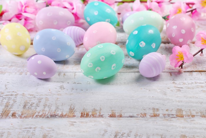 Easter Eggs with Pink Flowers