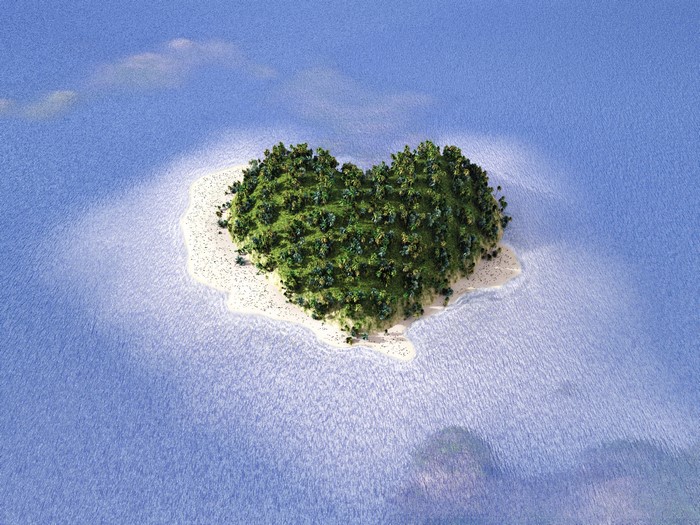 Heart-shaped island in the ocean