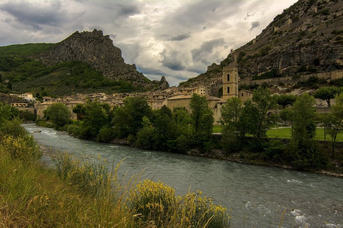 Entrevaux, France: River and Village in Mountains