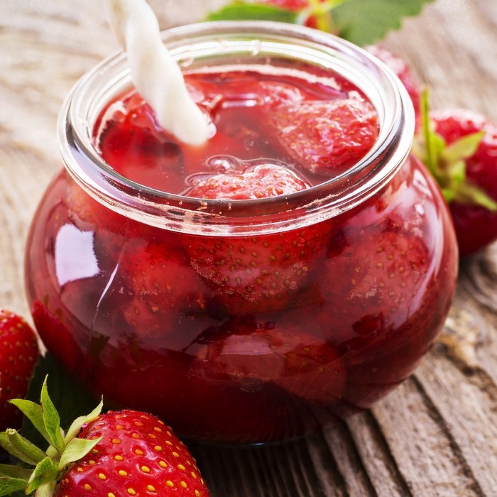 Fresh Strawberry Jam in Glass Jar