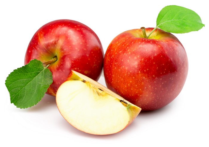 Red Apples with Leaf and Slice