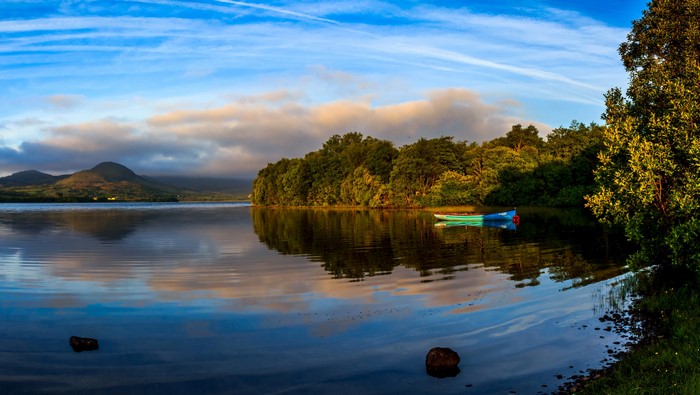 Boats on a lake in Mayo, Ireland