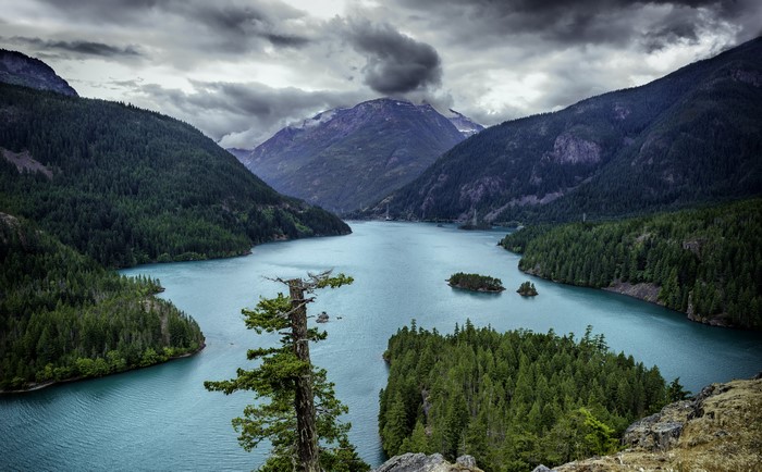 Diablo Lake, Washington, USA Mountains and Forests