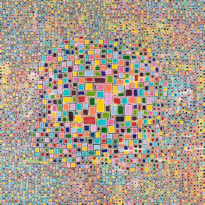Abstract mosaic of colorful squares
