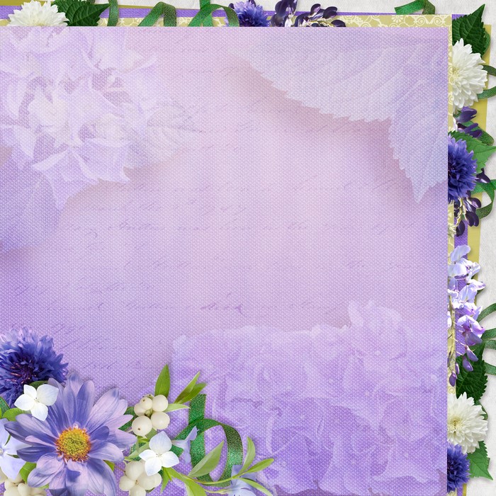 Floral Greeting Card Template with Purple and White Flowers