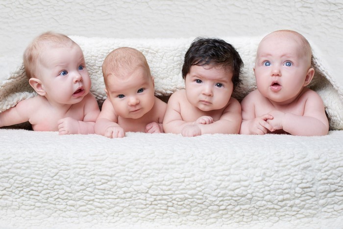 Four Infants on a Blanket