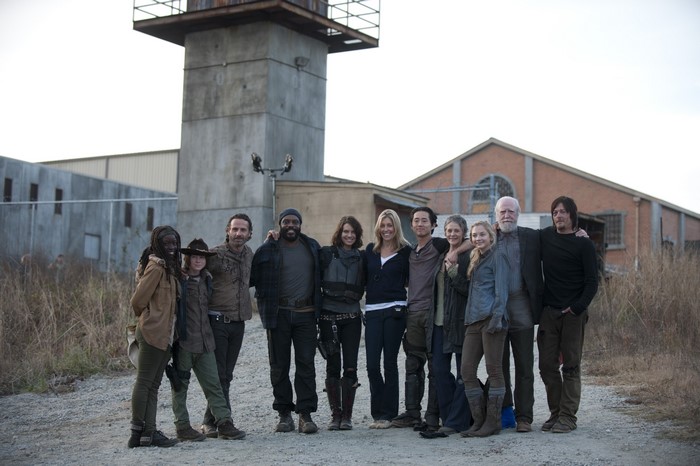 The Walking Dead TV cast posing outdoors