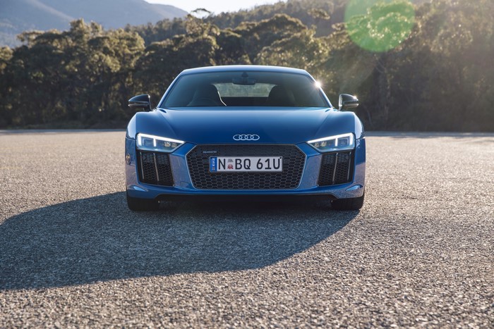 Blue Audi R8 V10 Front View
