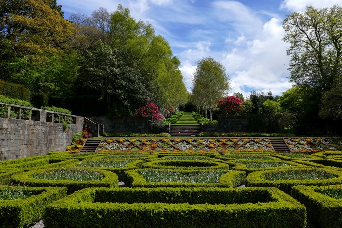 Formal Garden with Topiary Maze and Flowerbeds