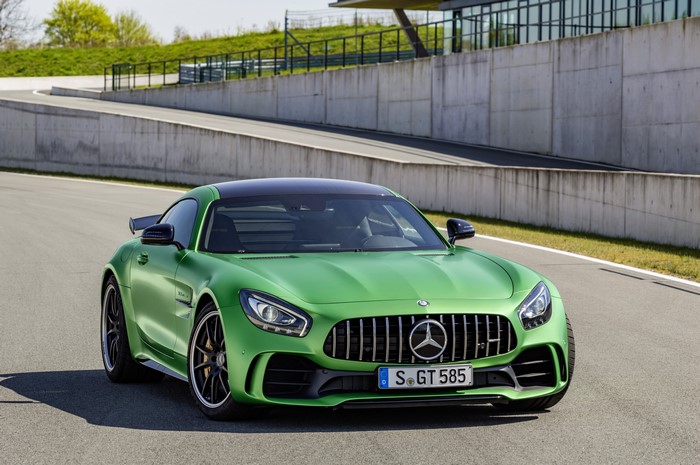 Green 2016 Mercedes-Benz AMG GT R on a Racetrack