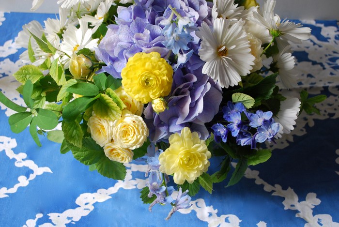 Bouquet of Roses, Hydrangeas, and Cosmos