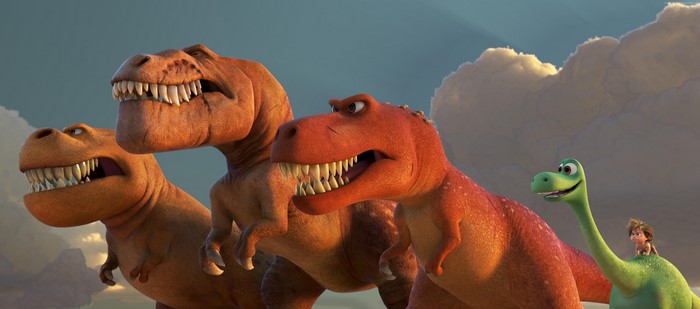 The Good Dinosaur: Three Tyrannosaurus Rex and Arlo