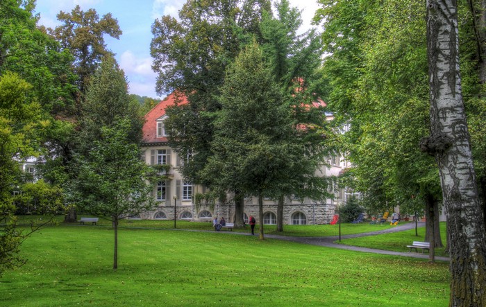 Building with red roof in Bad Mergentheim, Germany