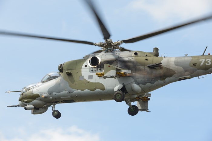 Mil Mi-24V helicopter in flight