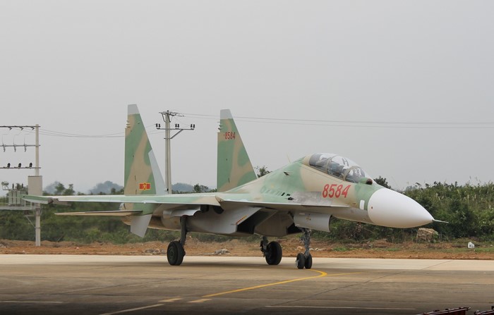 Sukhoi Su-30 fighter jet on tarmac