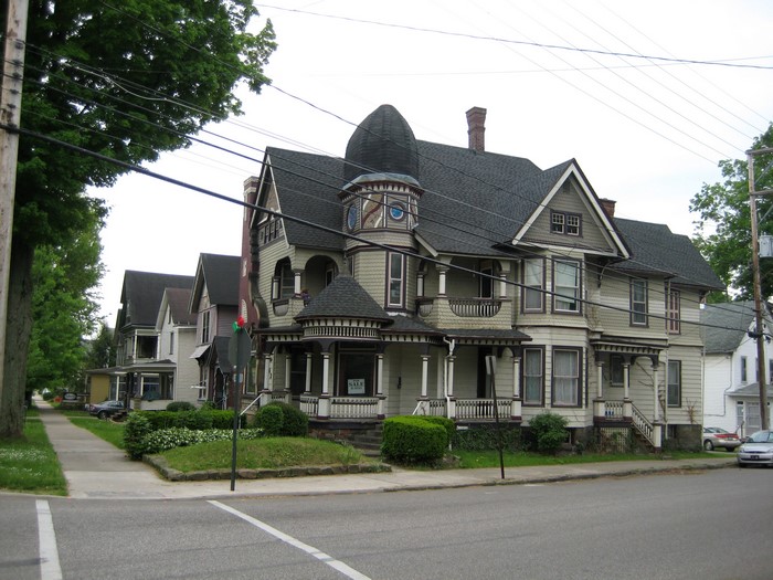 Victorian Houses on a Tree-Lined Street