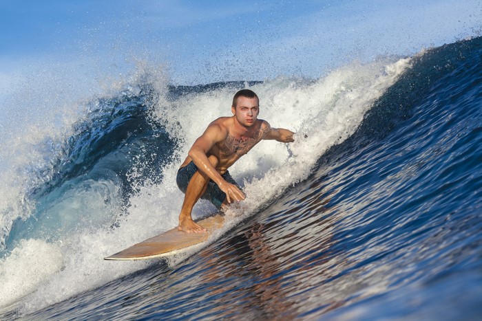 Man surfing a wave