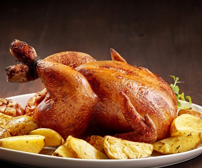 Roast Chicken with Potatoes and Garlic