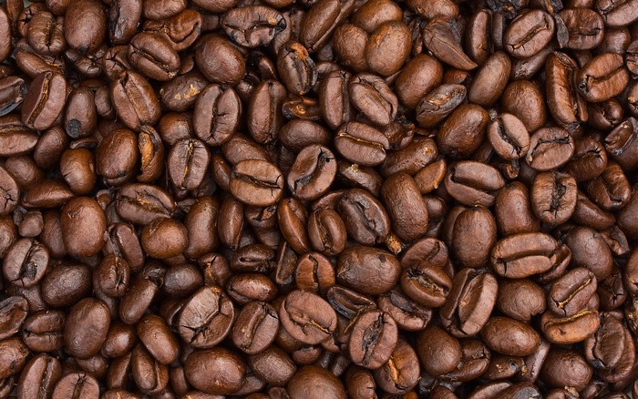 Close-up texture of roasted coffee beans