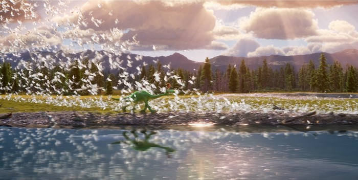 4K The Good Dinosaur with flock of birds