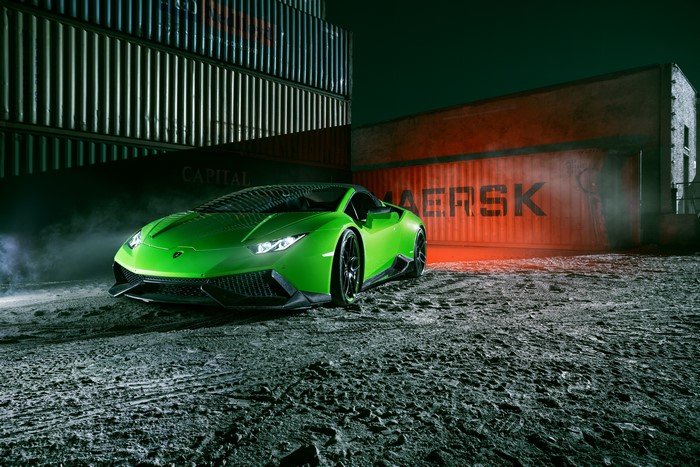 4K Lamborghini Huracan in industrial setting