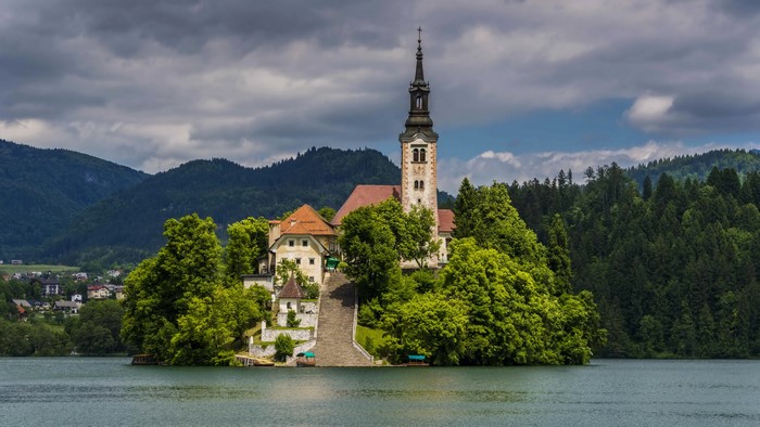 Church on Island in Lake Bled, Slovenia